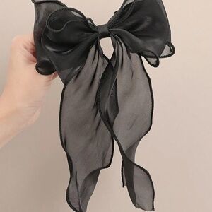 Elegant Black Sheer Bow Hair Accessory NWT